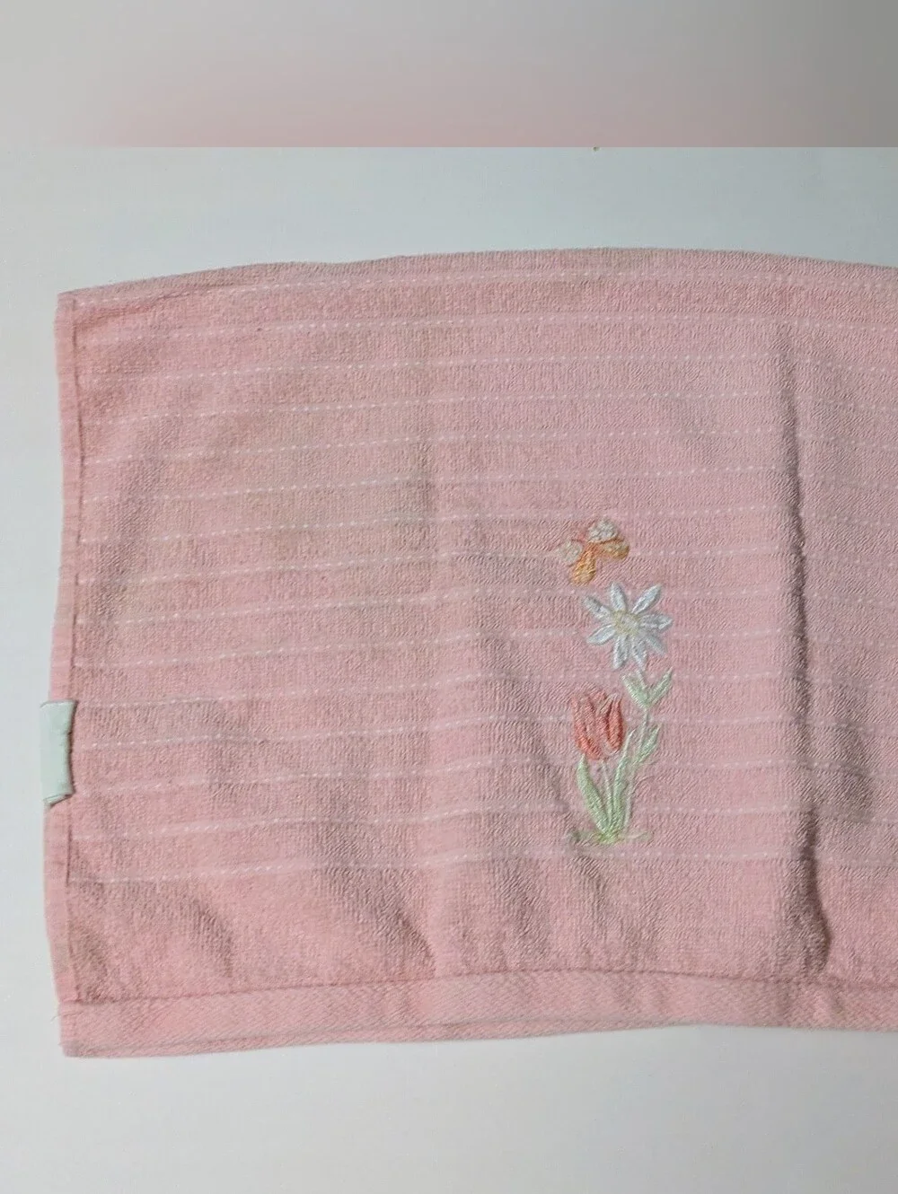 Towel Embroidered Pink Floral Hand Towel  with Butterly 100% Cotton